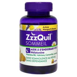 ZzzQuil Sommeil aide endormissement mangue banane 60 gummies