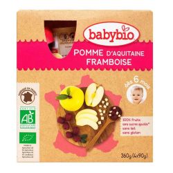 BABYBIO Pomme Frambroises Gourdes /4
