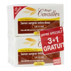 Cavailles Savon Surgras Lait/Miel 250Gx4