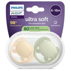 Sucet Avent U/Soft 6-18M Jau/Ve X2