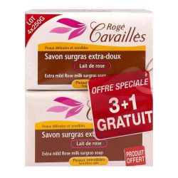 Cavailles Savon Surgras Lait/Rose 250Gx4