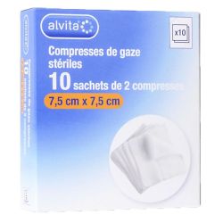 Compresse Alvita Stérile 7,5x7,5cm (x2)
