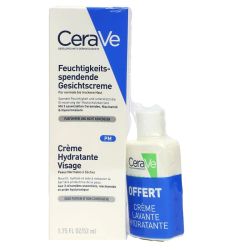 Crème hydratante visage peau sèche 52ml + crème lavante 20ml offerte