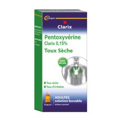 Clarix Toux sèche Pentoxyvérine Adulte Sirop 200Ml