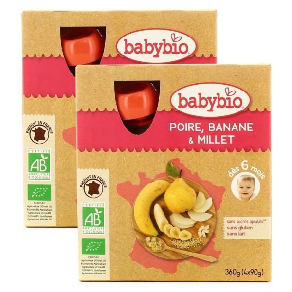 Babybio Alim Inf Poire Banane Millet 4/90G