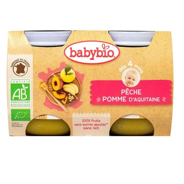 BABYBIO Alim Inf Peche Pomme 2P/130G