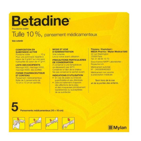 Betadine 10% Tulle Pansement 5