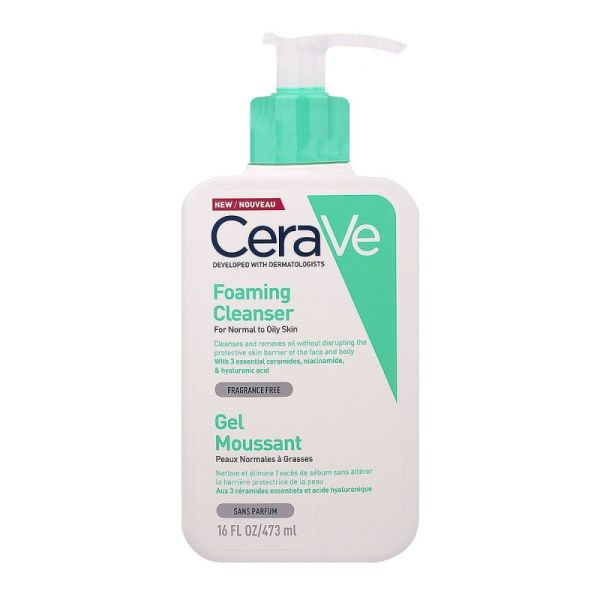 Cerave Gel Moussant 473Ml visage corps peau grasse nettoyant