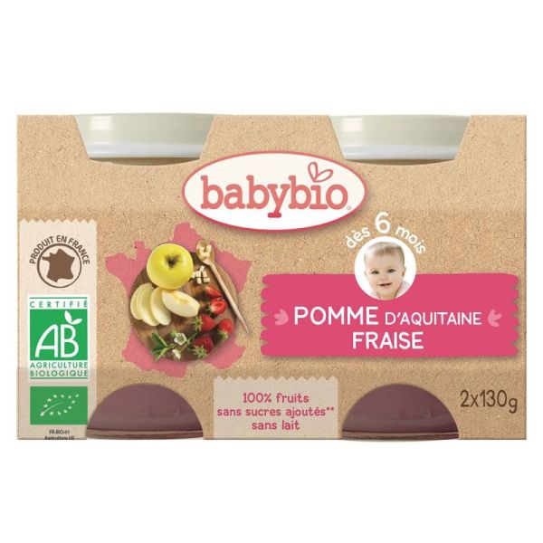 BABYBIO Alim Inf Pomme Fraise 2P/130G