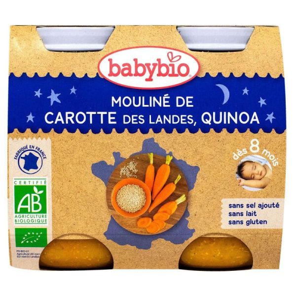 BABYBIO Alim Inf Nuit Carotte Quinoa 2P/200G