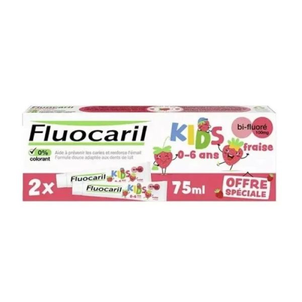 Fluocaril Kids Gel Fraise 75Mlx2
