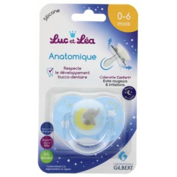 Sucette Luc et Léa Nuit Éléphant Bleu 0-6M
