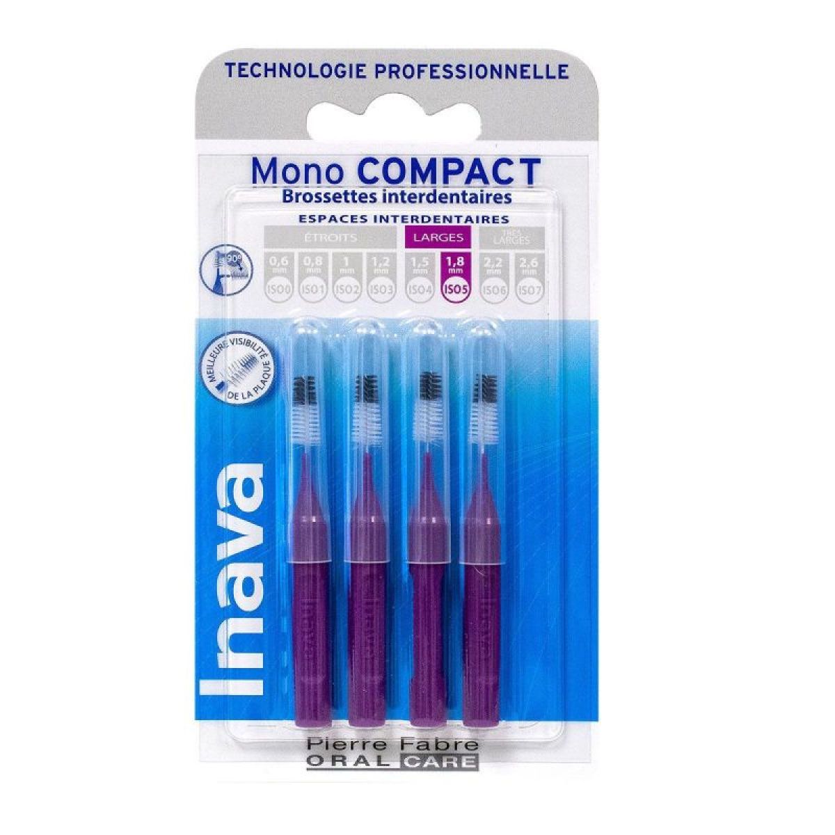 Inava Brossette Monocompact Violet : Nettoyage interdentaire - Lot de 4
