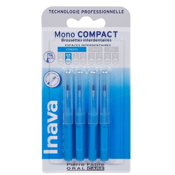 Inava Monocompact Brossette Bleue Blister x4
