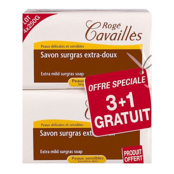 Cavailles Savon Surgras Extra/Doux 250Gx4