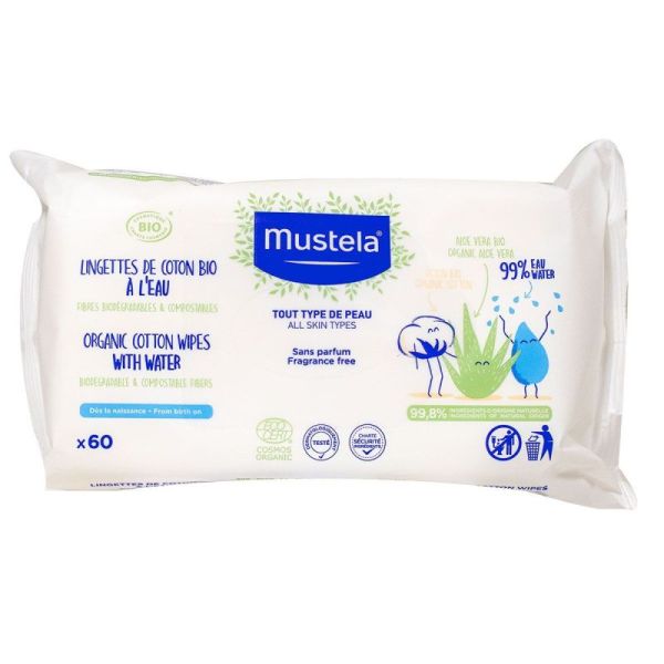 Mustela Bébé Lingette Eau Bio 60