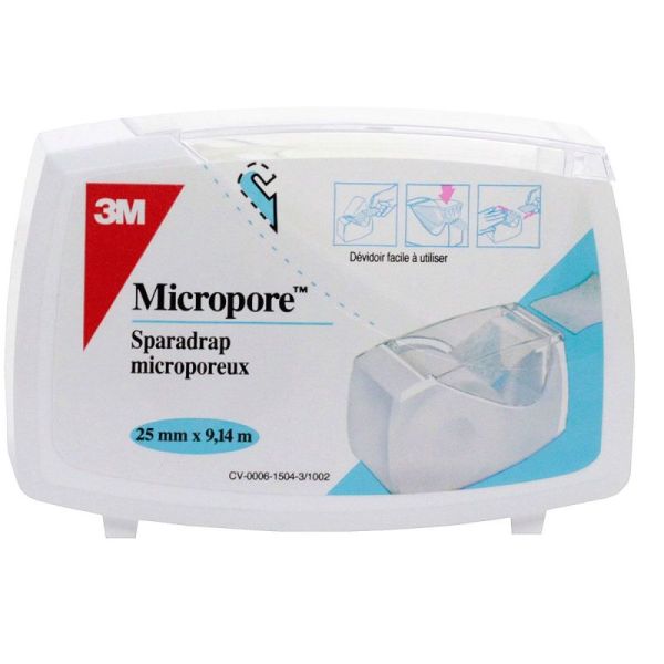 Micropore 25mm x 9,14m Blanc Dévidoir