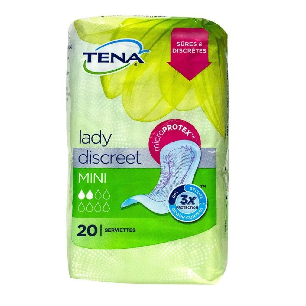 Lot De 2 Paquets TENA Discreet Mini - 40 Serviettes Hygiéniques Au Total, Protection Légère, Neuf