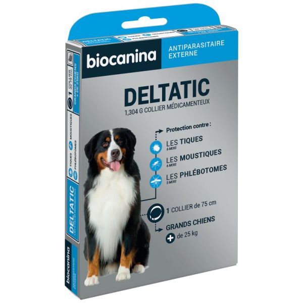Collier Antiparasitaire Biocanina Deltatic pour Chien (75 cm)