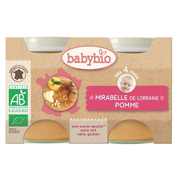 BABYBIO Alim Inf Mirabelle Pomme 2P/130G