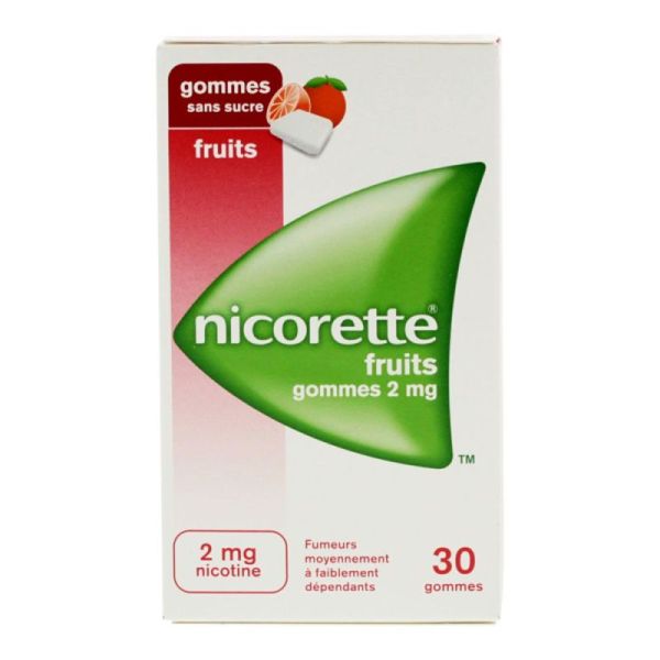 Nicorette 2Mg Gom Méd Ss Suc Frts Plq/30