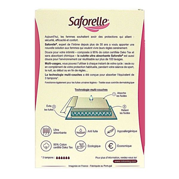 Saforelle Culotte Ultr Abs Règles Noire Tm