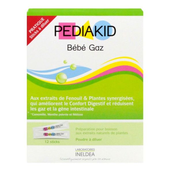 Pediakid Bébé Gaz Poudre Sticks 12