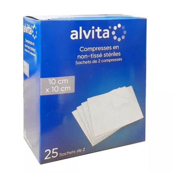 Alvita Compr St N Tiss 10X10Cm 25Sach/2H