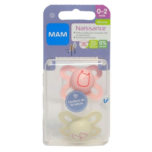 Mam Nuit Sucette Anatomique Silicone 2-6 Mois 2 Unités