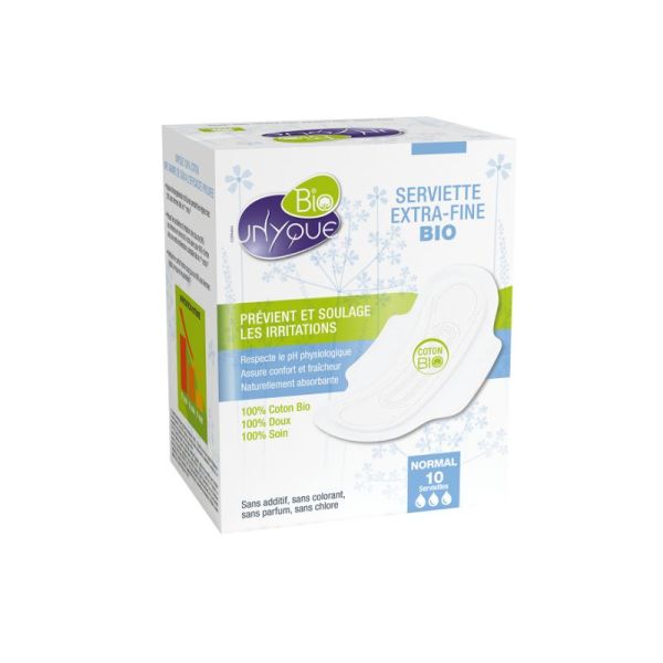 Unyque Bio Serviettes 100% Coton Normal x10