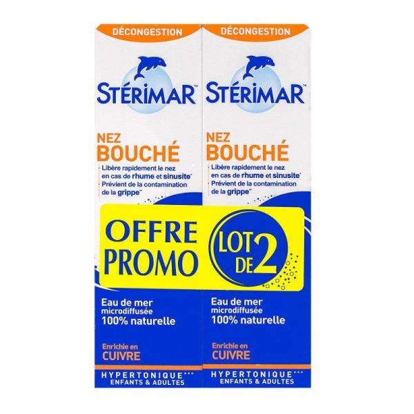 Spray nasal eau de mer Stérimar Sinusite Nez très bouché - Cuivre