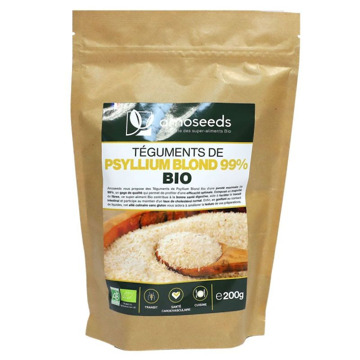 Amoseeds Psyllium Blond Fibres & Digestion Naturelles 200g