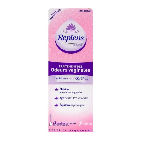 Gel traitement pour odeur vaginal REPLENS : la boite de 3 unidoses à Prix  Carrefour