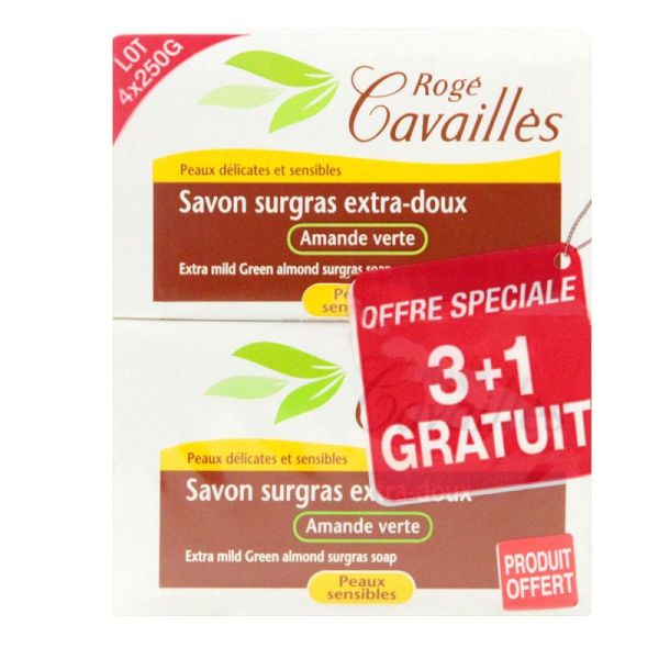 Cavailles Savon Surgras Amande verte 250Gx4