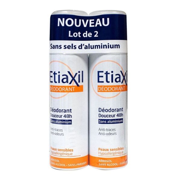 Etiaxil Deodorant Douceur 48H Aerosol 150Ml X2