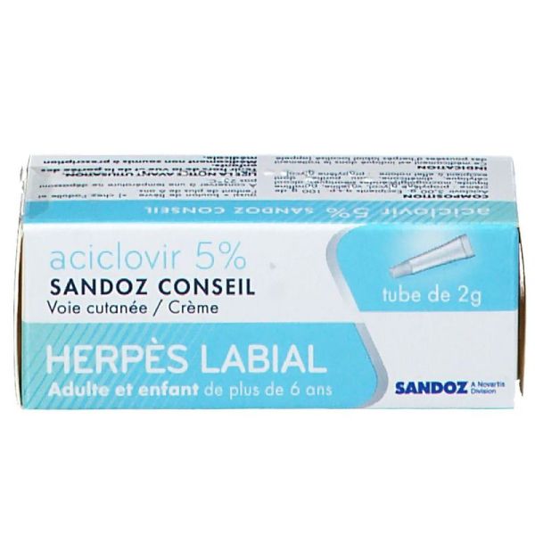 Aciclovir 5% Sandoz Crème Tube 2 g
