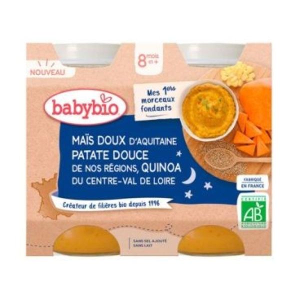 Babybio Bonne Nuit 8M+ Maïs Patate Douce Quinoa